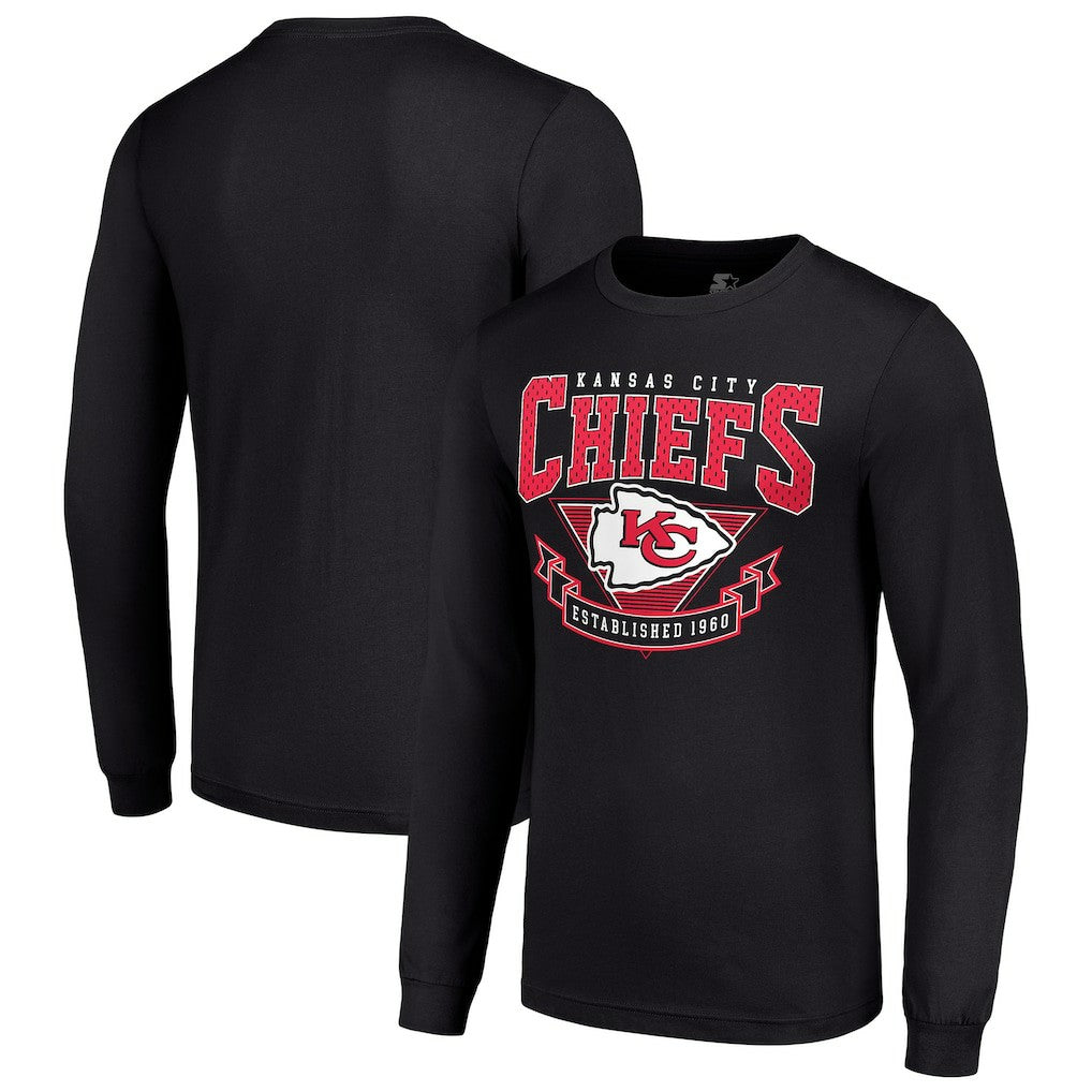 Kansas City Chiefs Starter '80s Inspired Team Logo Long Sleeve T-Shirt - Black - NFL