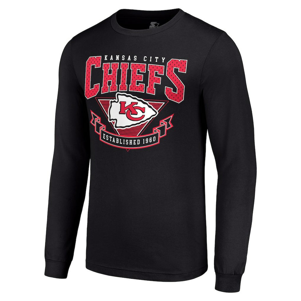 Kansas City Chiefs Starter '80s Inspired Team Logo Long Sleeve T-Shirt - Black - NFL