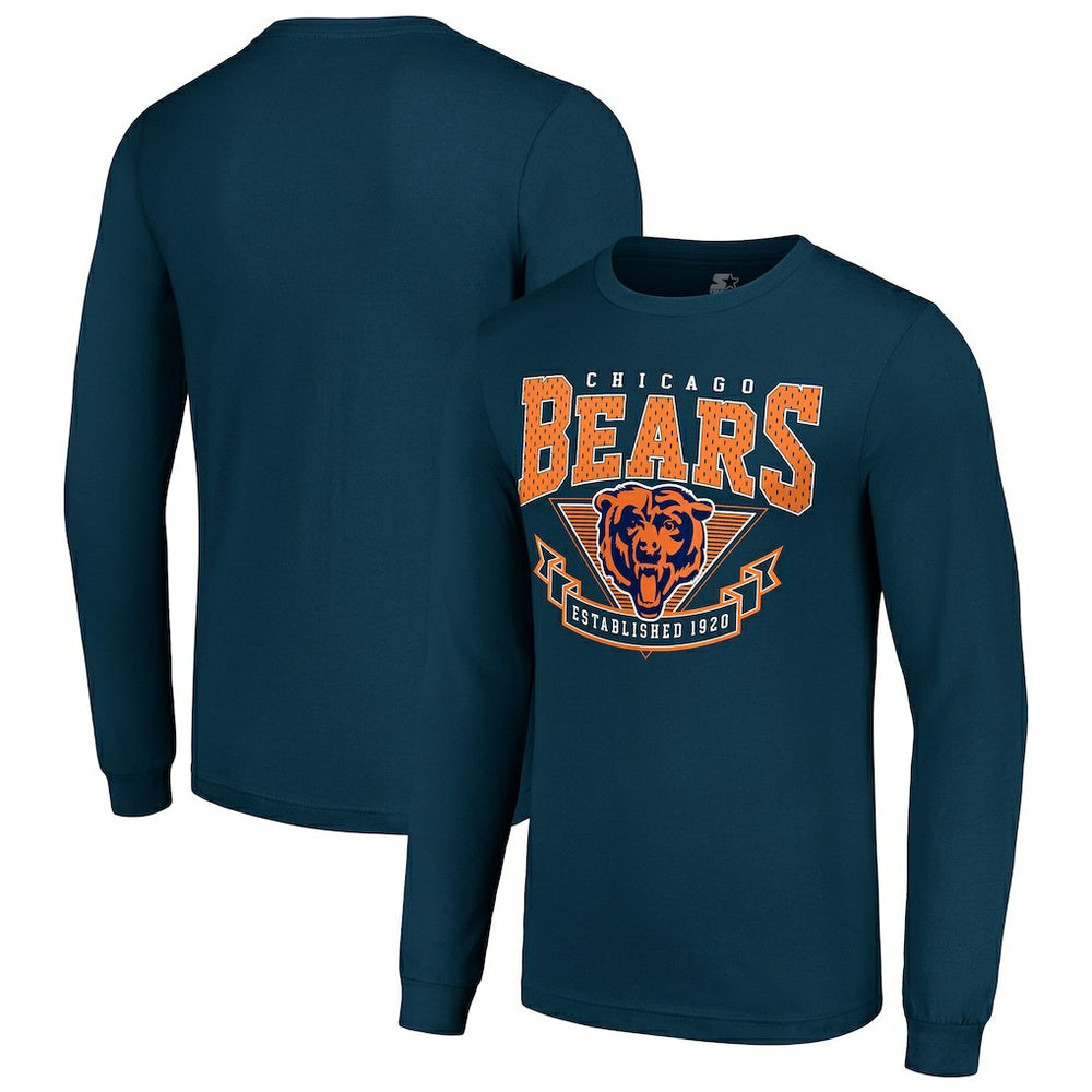 Chicago Bears Starter '80s Inspired Team Logo Long Sleeve T-Shirt - Navy - NFL