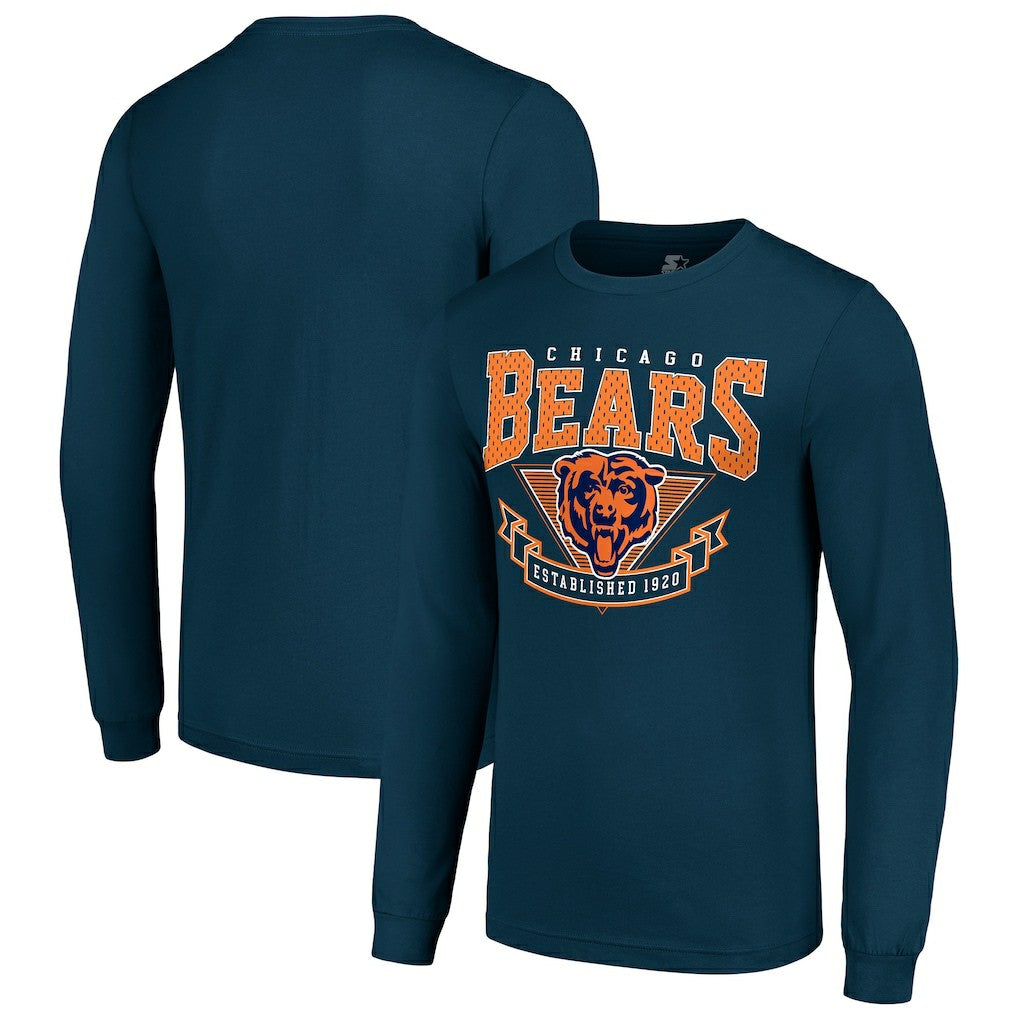 Chicago Bears Starter '80s Inspired Team Logo Long Sleeve T-Shirt - Navy - NFL