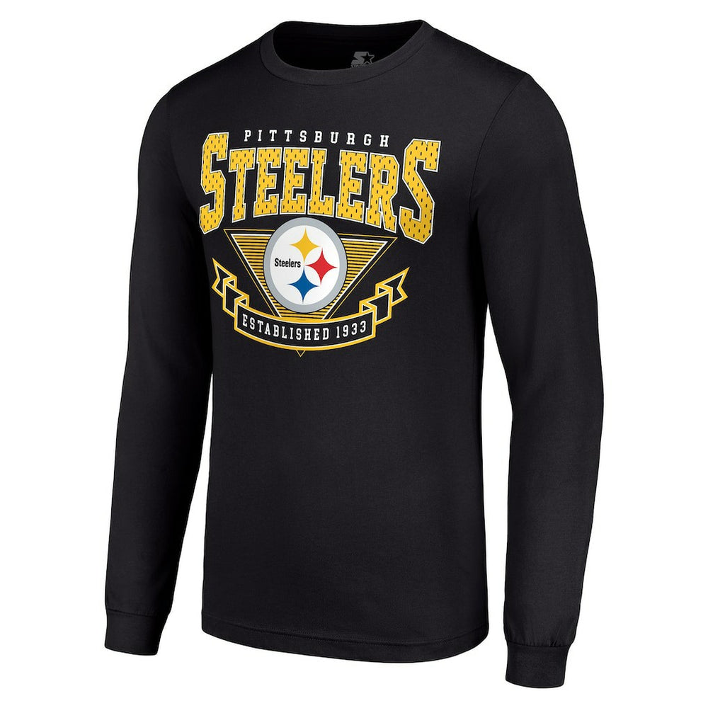 Pittsburgh Steelers Starter '80s Inspired Team Logo Long Sleeve T-Shirt - Black - NFL