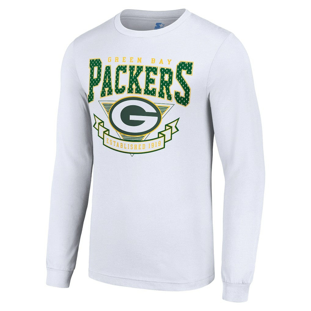 Green Bay Packers Starter '80s Inspired Team Logo Long Sleeve T-Shirt - White - NFL