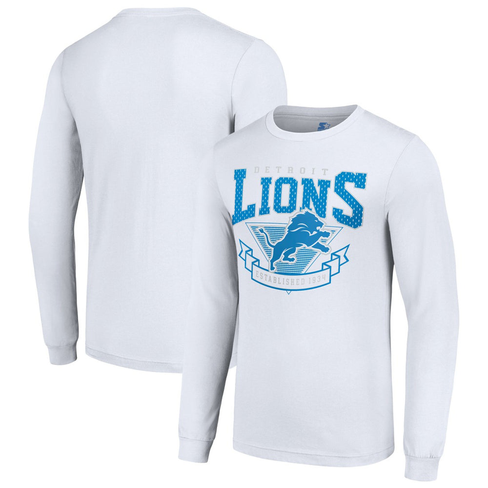 Detroit Lions Starter '80s Inspired Team Logo Long Sleeve T-Shirt - White - NFL