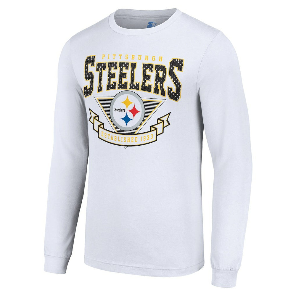 Pittsburgh Steelers Starter '80s Inspired Team Logo Long Sleeve T-Shirt - White - NFL