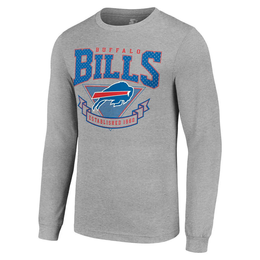 Buffalo Bills Starter '80s Inspired Team Logo Long Sleeve T-Shirt - Heather Gray - NFL