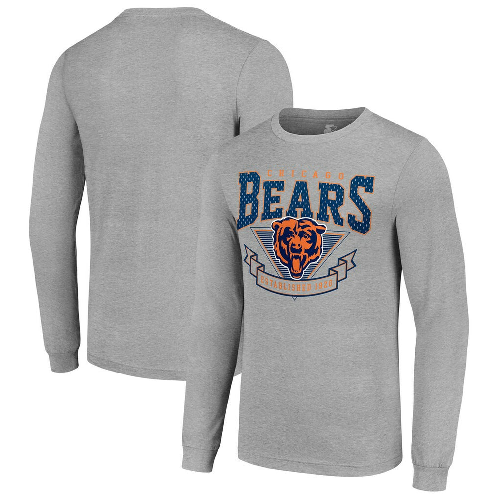 Chicago Bears Starter '80s Inspired Team Logo Long Sleeve T-Shirt - Heather Gray - NFL