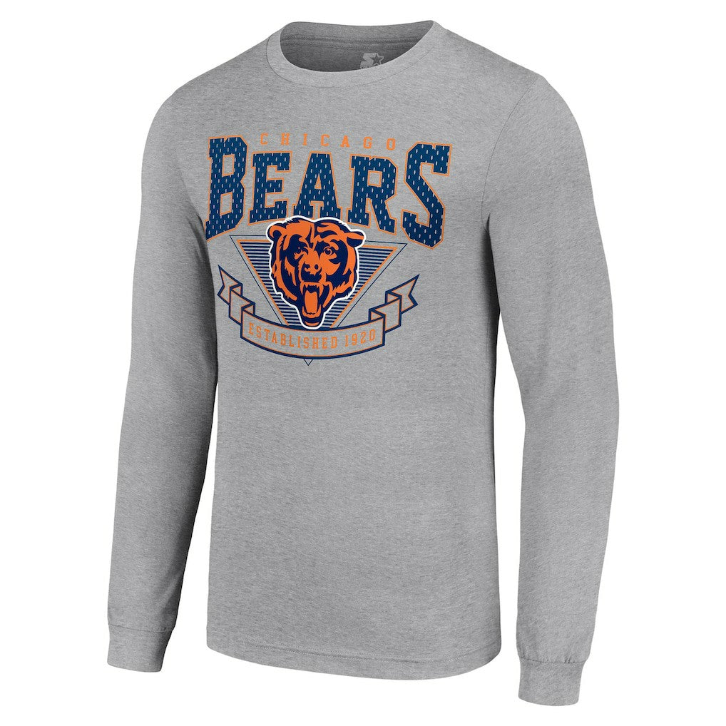 Chicago Bears Starter '80s Inspired Team Logo Long Sleeve T-Shirt - Heather Gray - NFL