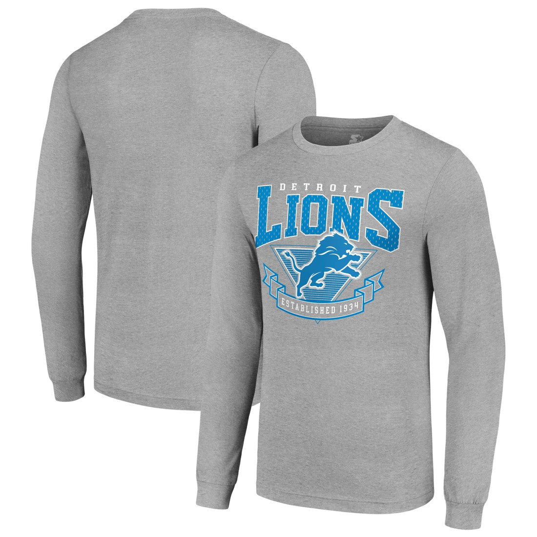 Detroit Lions Starter '80s Inspired Team Logo Long Sleeve T-Shirt - Heather Gray - NFL