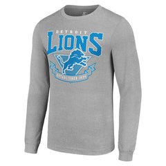 Detroit Lions Starter '80s Inspired Team Logo Long Sleeve T-Shirt - Heather Gray - NFL