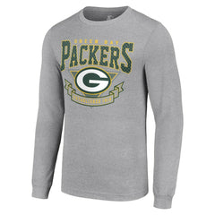 Green Bay Packers Starter '80s Inspired Team Logo Long Sleeve T-Shirt - Heather Gray - NFL