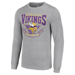 Minnesota Vikings Starter '80s Inspired Team Logo Long Sleeve T-Shirt - Heather Gray - NFL