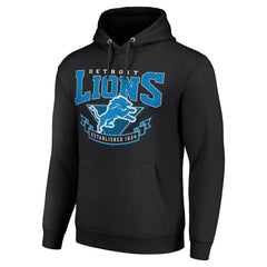Detroit Lions Starter ‘80s Inspired Pullover Hoodie - Black - NFL