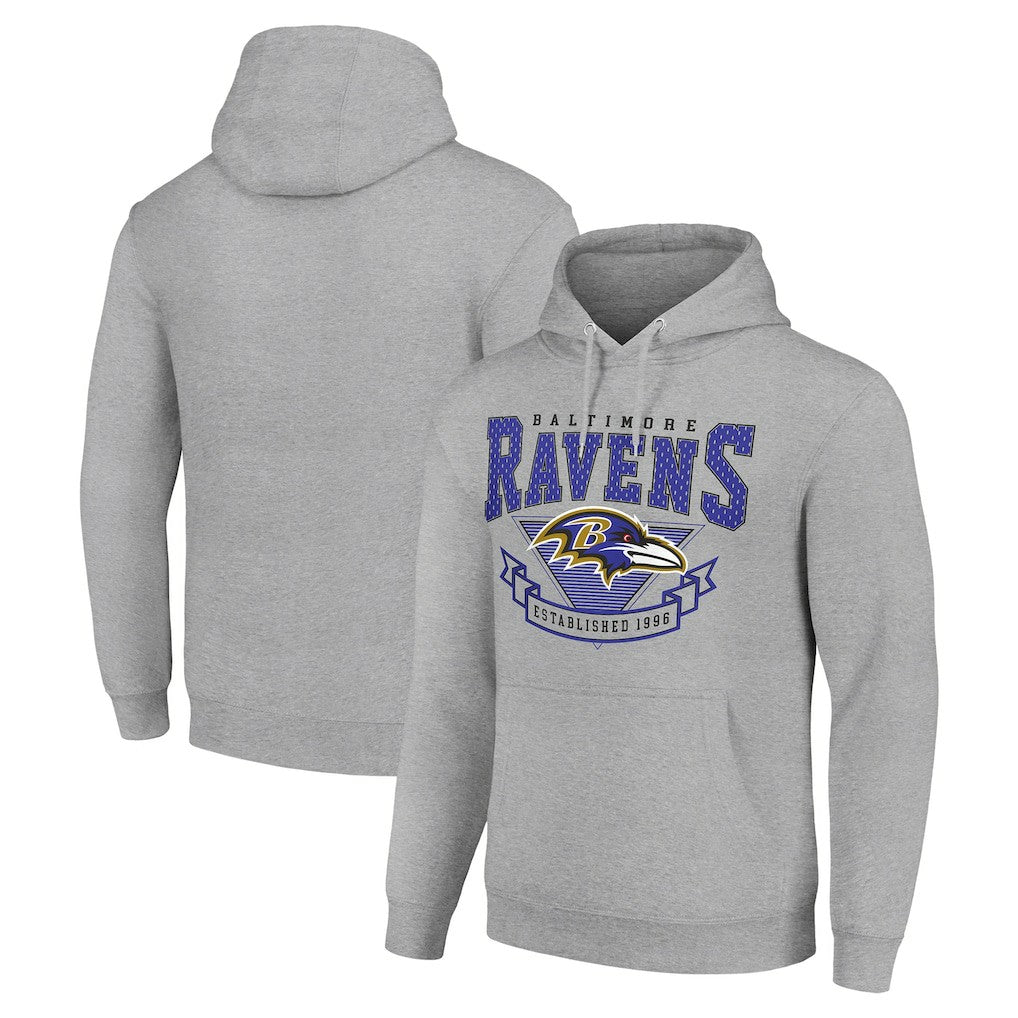 Baltimore Ravens Starter ‘80s Inspired Pullover Hoodie - Heather Gray - NFL