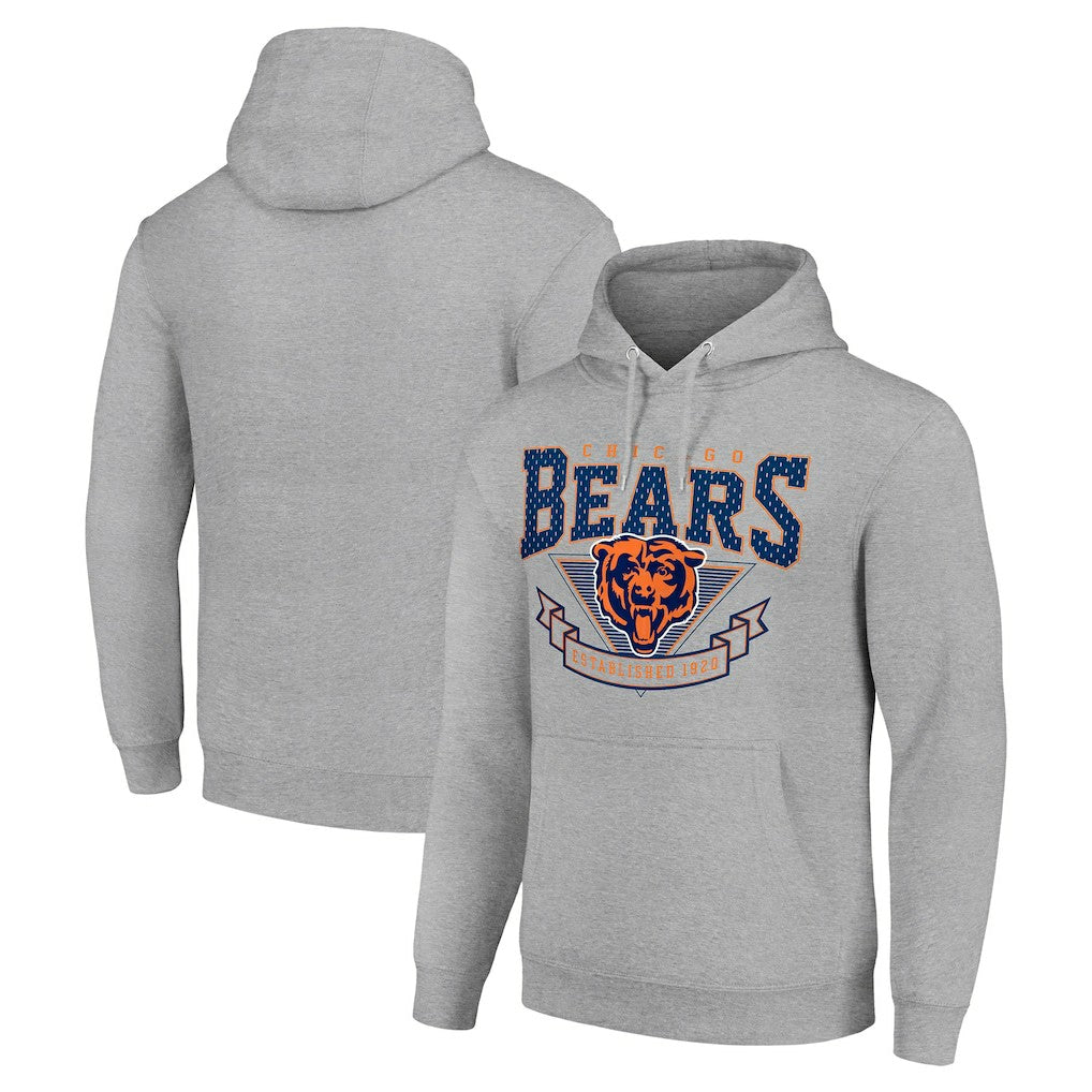 Chicago Bears Starter ‘80s Inspired Pullover Hoodie - Heather Gray - NFL