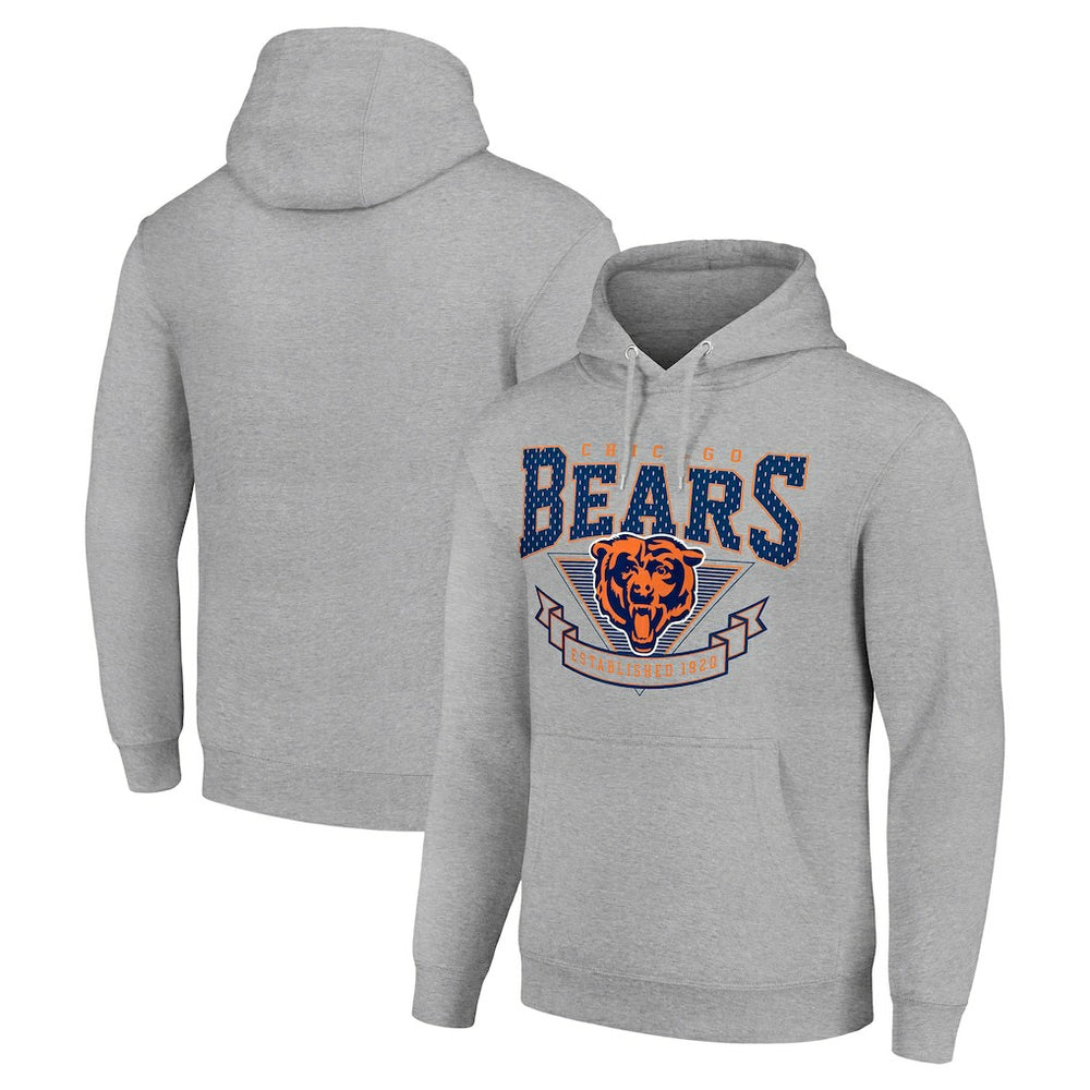 Chicago Bears Starter ‘80s Inspired Pullover Hoodie - Heather Gray - NFL