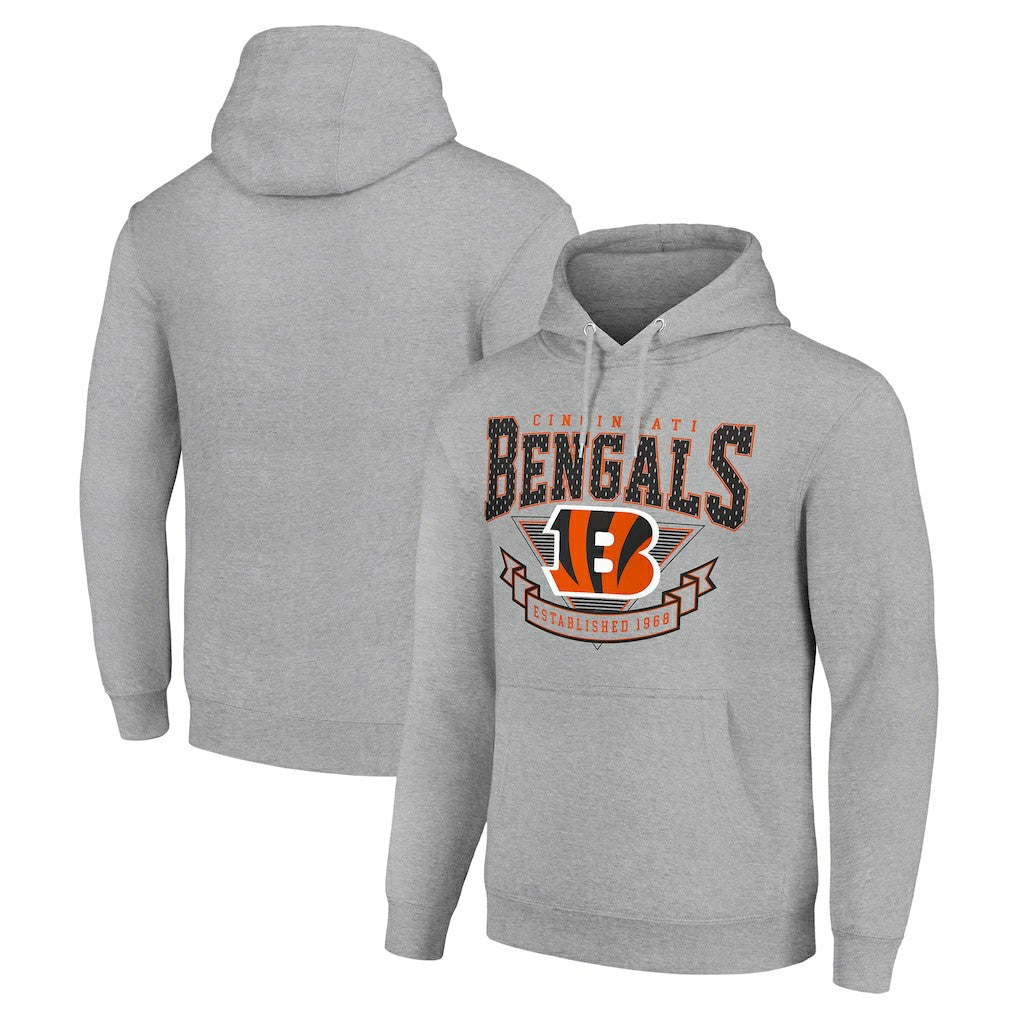 Cincinnati Bengals Starter ‘80s Inspired Pullover Hoodie - Heather Gray - NFL