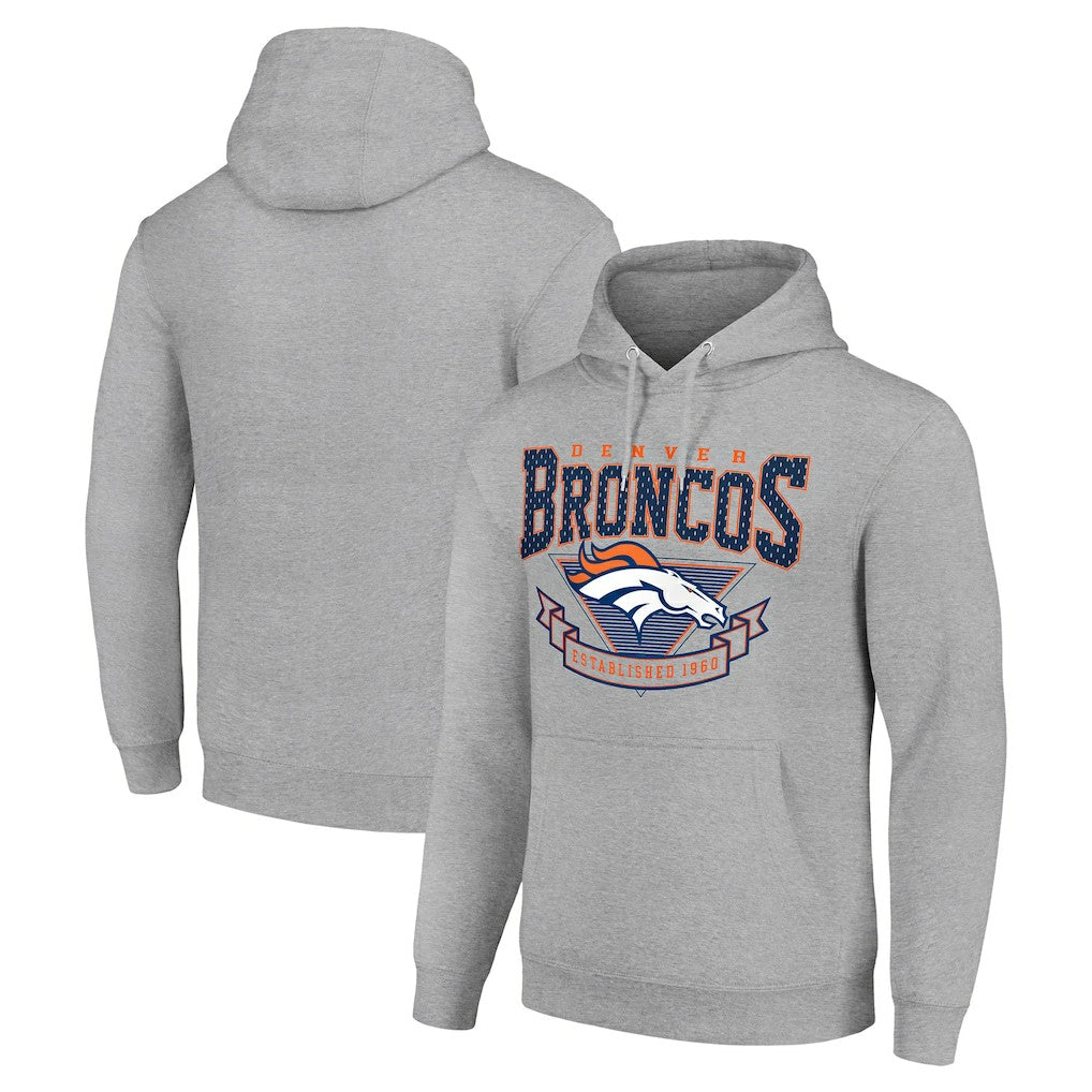 Denver Broncos Starter ‘80s Inspired Pullover Hoodie - Heather Gray - NFL