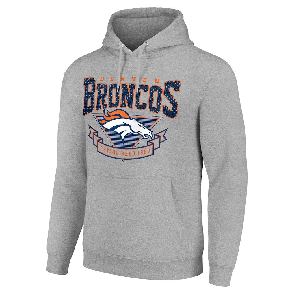 Denver Broncos Starter ‘80s Inspired Pullover Hoodie - Heather Gray - NFL