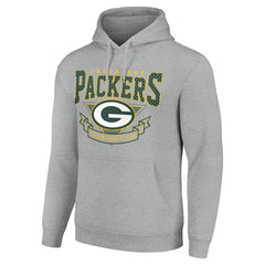 Green Bay Packers Starter ‘80s Inspired Pullover Hoodie - Heather Gray - NFL