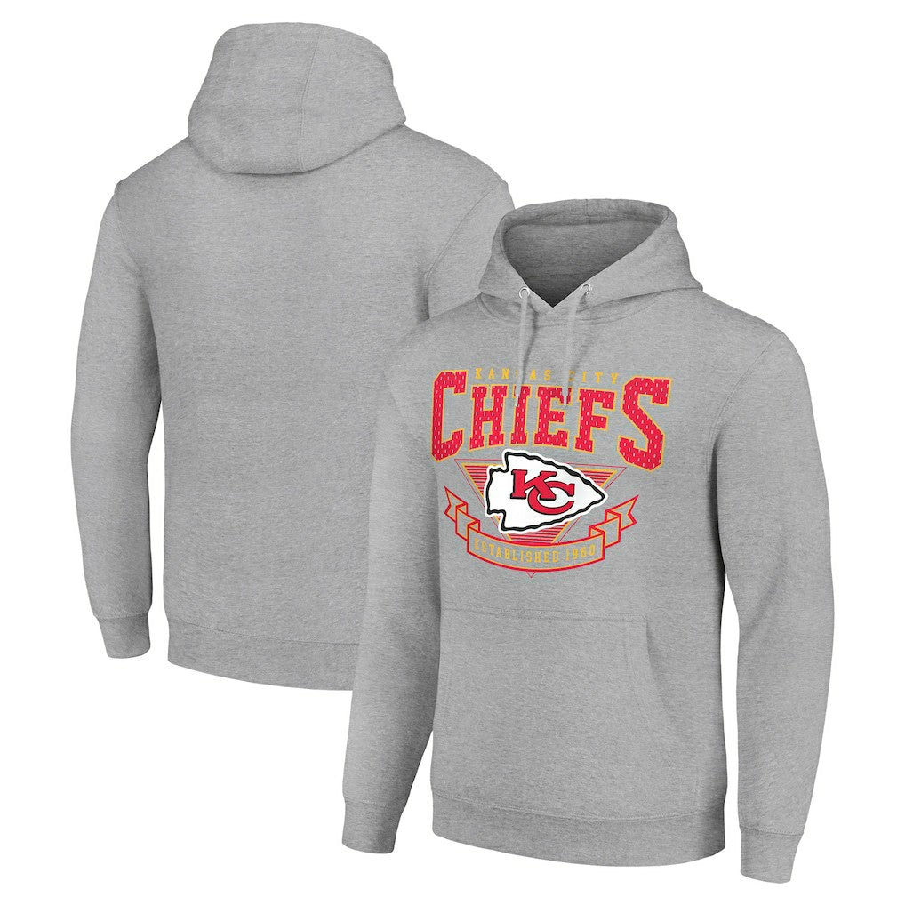 Kansas City Chiefs Starter ‘80s Inspired Pullover Hoodie - Heather Gray - NFL