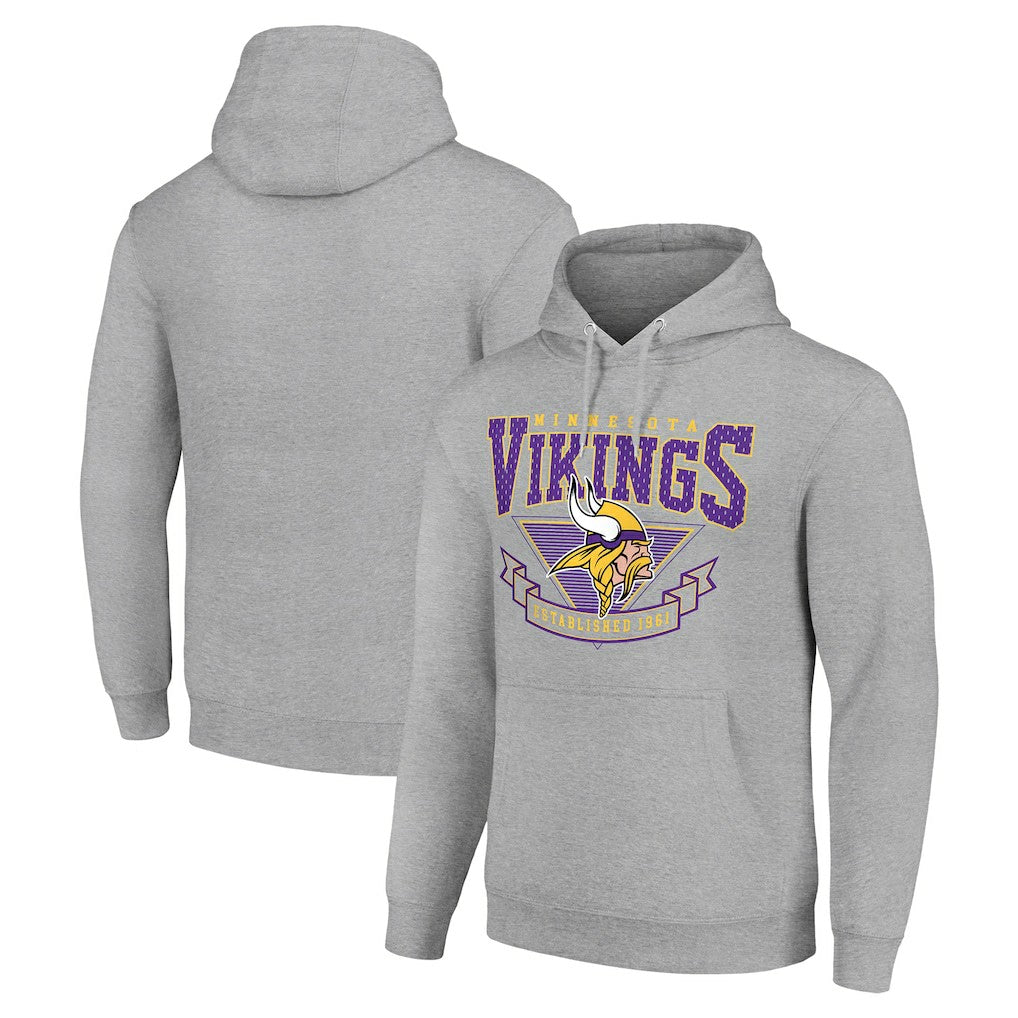 Minnesota Vikings Starter ‘80s Inspired Pullover Hoodie - Heather Gray - NFL