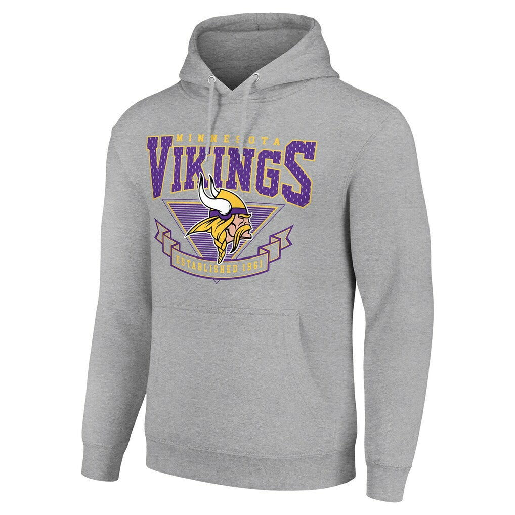 Minnesota Vikings Starter ‘80s Inspired Pullover Hoodie - Heather Gray - NFL