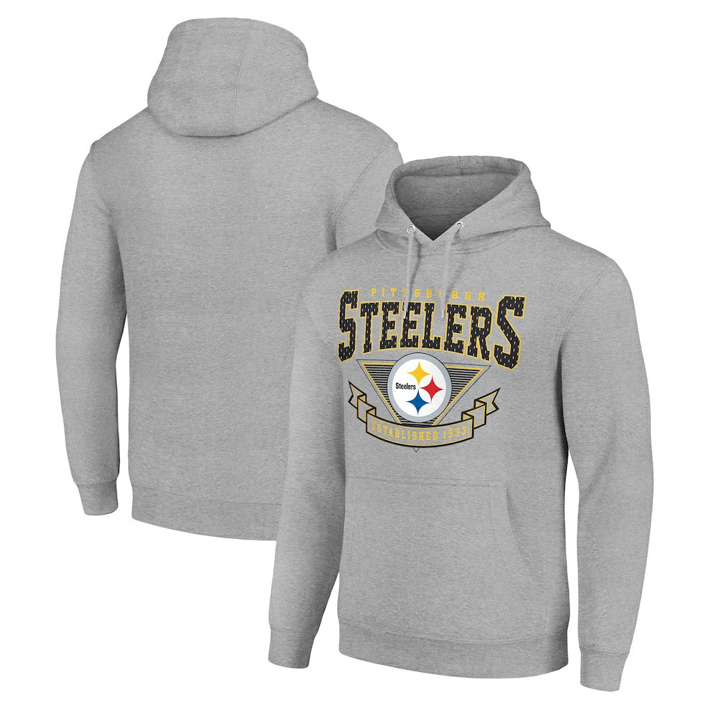 Pittsburgh Steelers Starter ‘80s Inspired Pullover Hoodie - Heather Gray - NFL