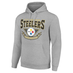 Pittsburgh Steelers Starter ‘80s Inspired Pullover Hoodie - Heather Gray - NFL