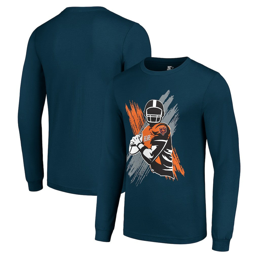 Chicago Bears Starter Player X Logo Graphic Long Sleeve T-Shirt - Navy - NFL