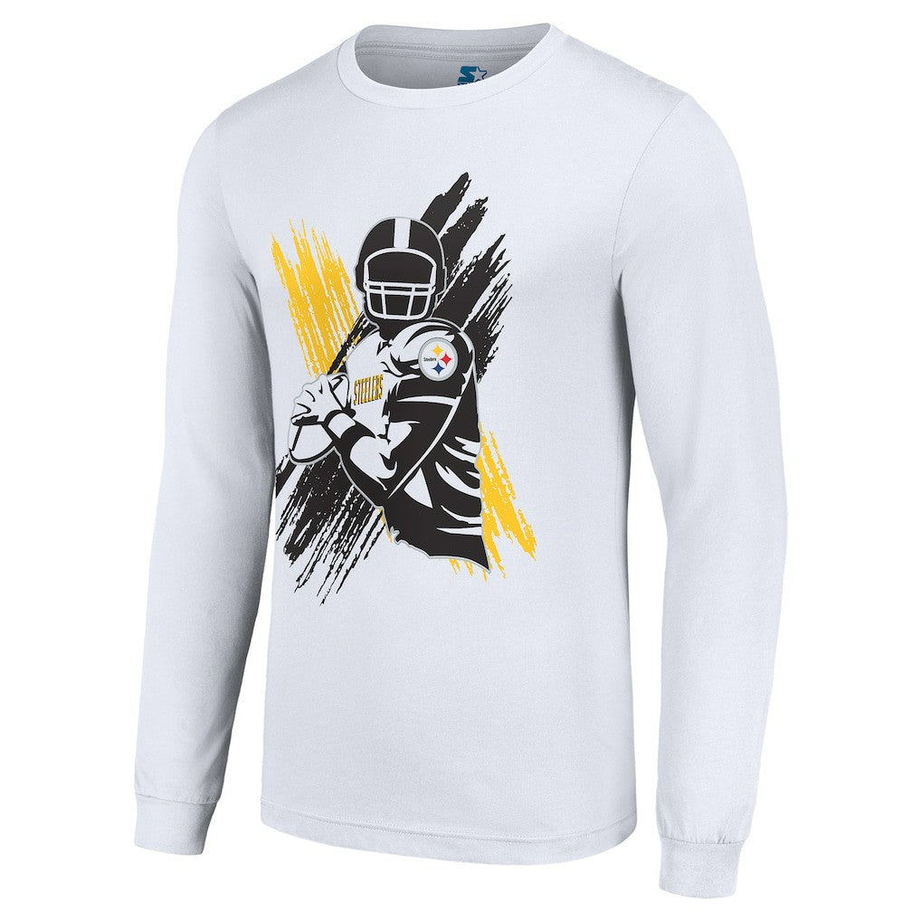 Pittsburgh Steelers Starter Player X Logo Graphic Long Sleeve T-Shirt - White - NFL