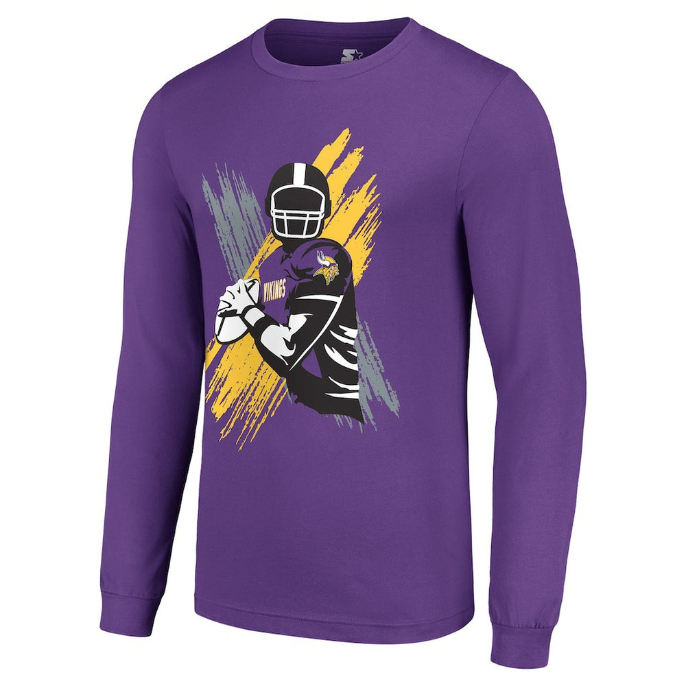 Minnesota Vikings Starter Player X Logo Graphic Long Sleeve T-Shirt - Purple - NFL
