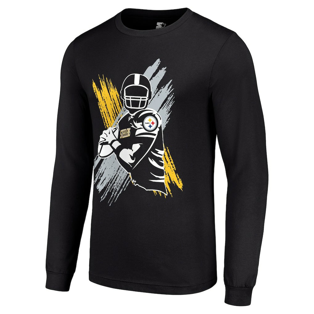 Pittsburgh Steelers Starter Player X Logo Graphic Long Sleeve T-Shirt - Black - NFL