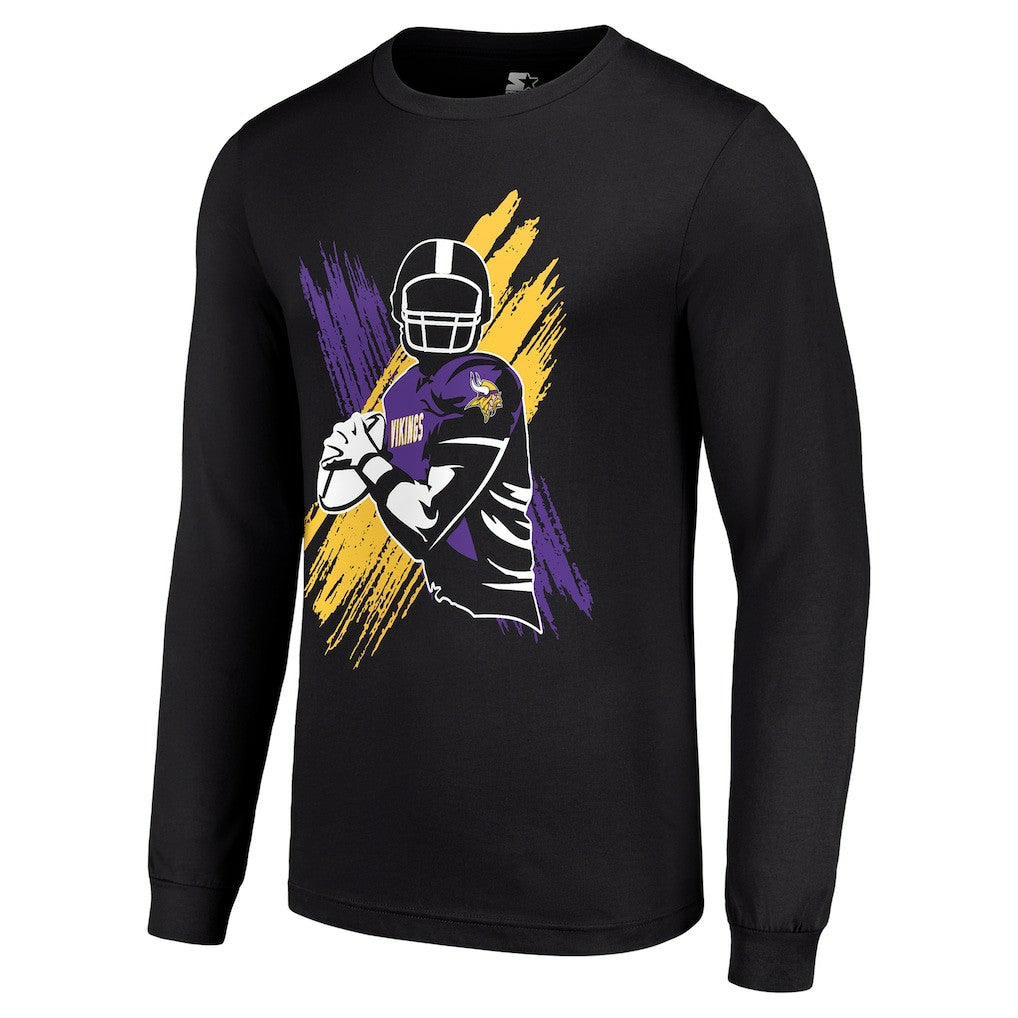 Minnesota Vikings Starter Player X Logo Graphic Long Sleeve T-Shirt - Black - NFL
