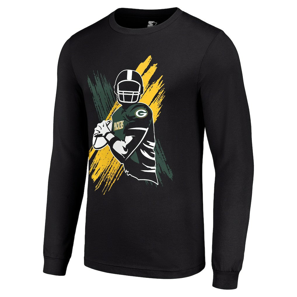 Green Bay Packers Starter Player X Logo Graphic Long Sleeve T-Shirt - Black - NFL