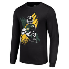 Green Bay Packers Starter Player X Logo Graphic Long Sleeve T-Shirt - Black - NFL