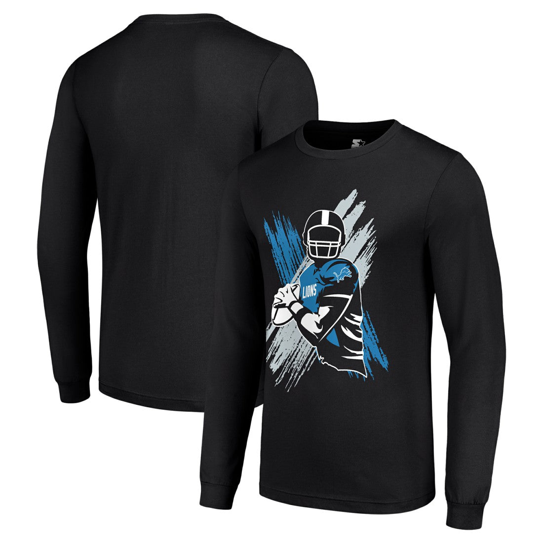 Detroit Lions Starter Player X Logo Graphic Long Sleeve T-Shirt - Black - NFL
