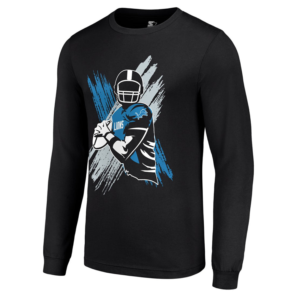 Detroit Lions Starter Player X Logo Graphic Long Sleeve T-Shirt - Black - NFL