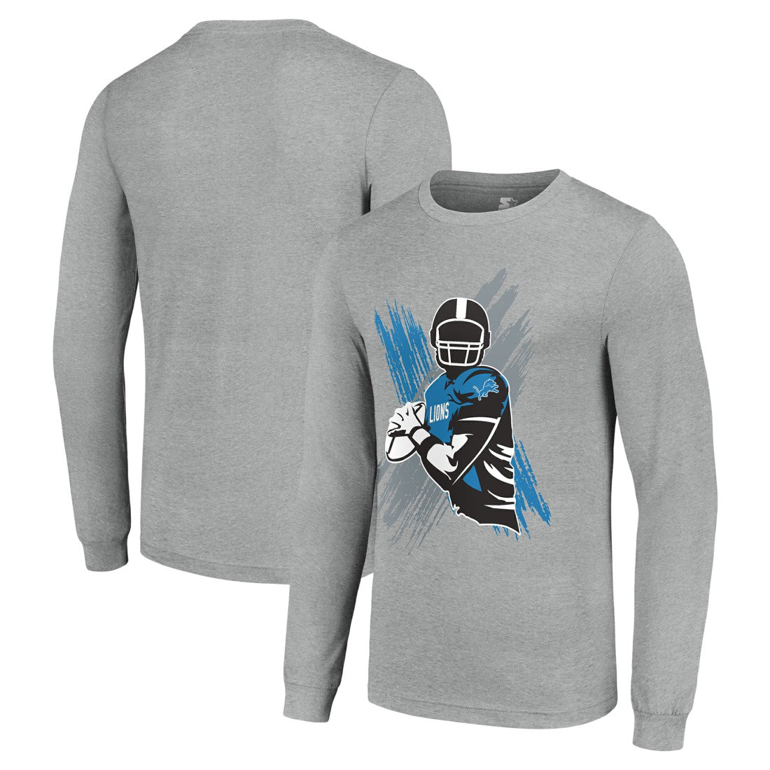 Detroit Lions Starter Player X Logo Graphic Long Sleeve T-Shirt - Heather Gray - NFL