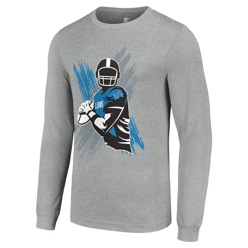 Detroit Lions Starter Player X Logo Graphic Long Sleeve T-Shirt - Heather Gray - NFL