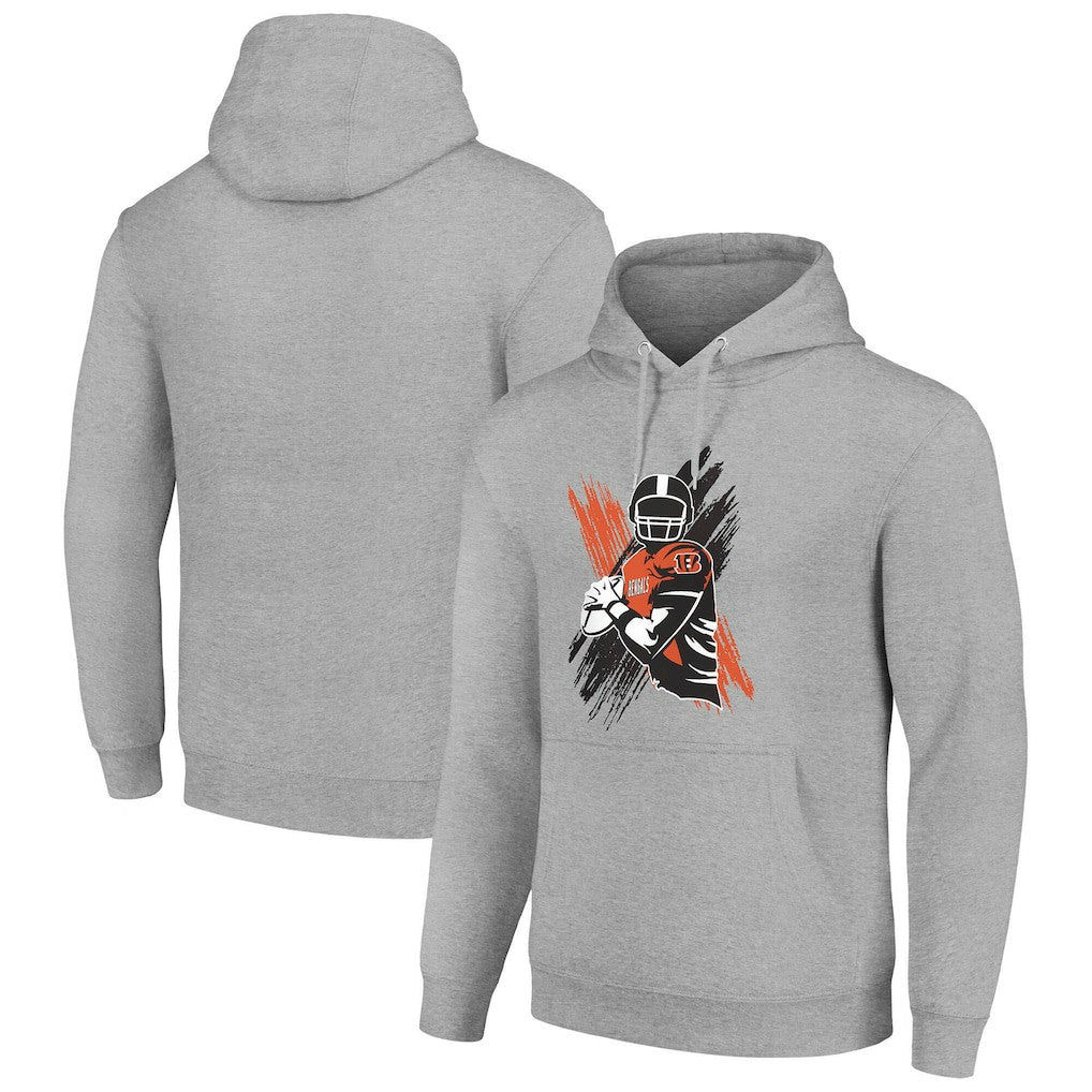 Cincinnati Bengals Starter Player X Fleece Pullover Hoodie - Heather Gray - NFL