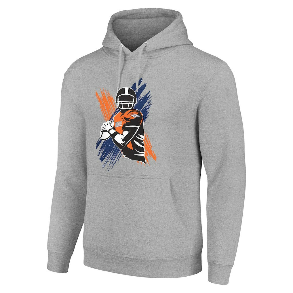 Denver Broncos Starter Player X Fleece Pullover Hoodie - Heather Gray - NFL