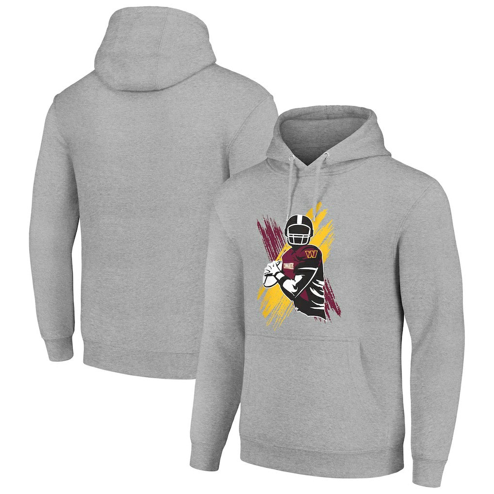 Washington Commanders Starter Player X Fleece Pullover Hoodie - Heather Gray - NFL
