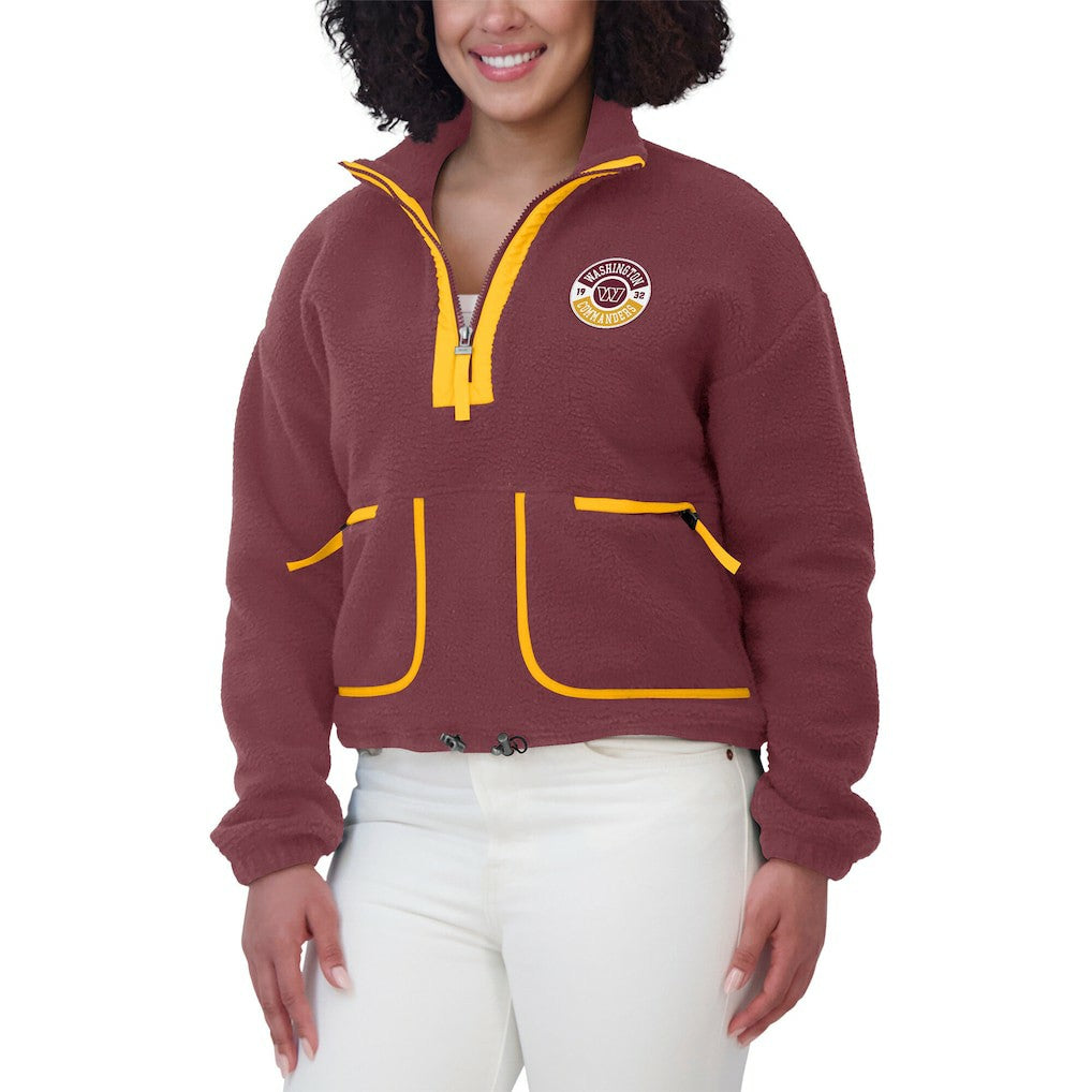 Washington Commanders WEAR by Erin Andrews Women's Polar Fleece Half-Zip Jacket - Burgundy - NFL