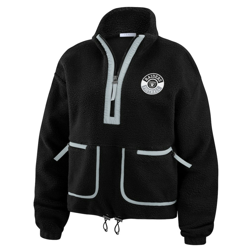 Las Vegas Raiders WEAR by Erin Andrews Women's Polar Fleece Half-Zip Jacket - Black - NFL