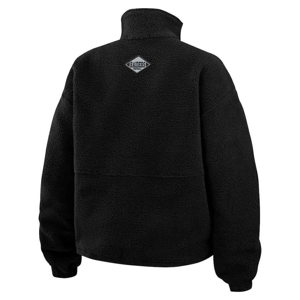 Las Vegas Raiders WEAR by Erin Andrews Women's Polar Fleece Half-Zip Jacket - Black - NFL