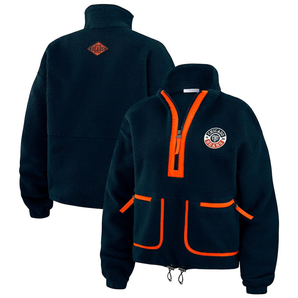 Chicago Bears WEAR by Erin Andrews Women's Polar Fleece Half-Zip Jacket - Navy - NFL