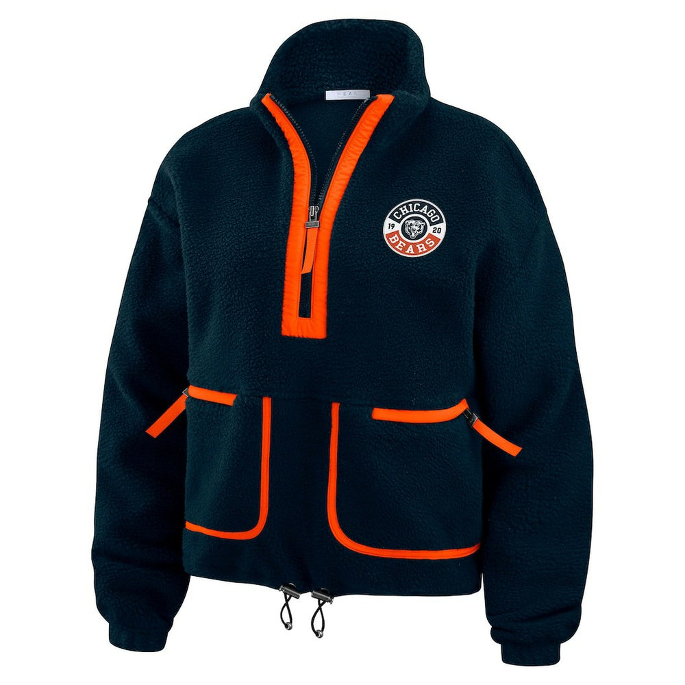 Chicago Bears WEAR by Erin Andrews Women's Polar Fleece Half-Zip Jacket - Navy - NFL