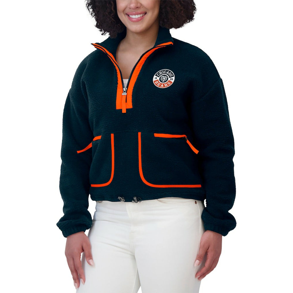 Chicago Bears WEAR by Erin Andrews Women's Polar Fleece Half-Zip Jacket - Navy - NFL