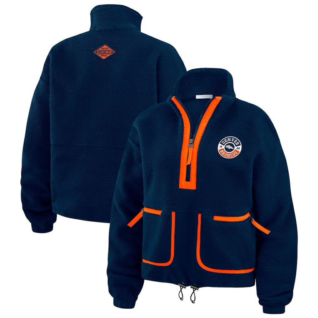 Denver Broncos WEAR by Erin Andrews Women's Polar Fleece Half-Zip Jacket - Navy - NFL
