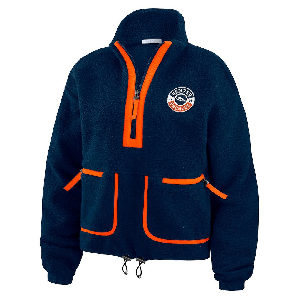 Denver Broncos WEAR by Erin Andrews Women's Polar Fleece Half-Zip Jacket - Navy - NFL